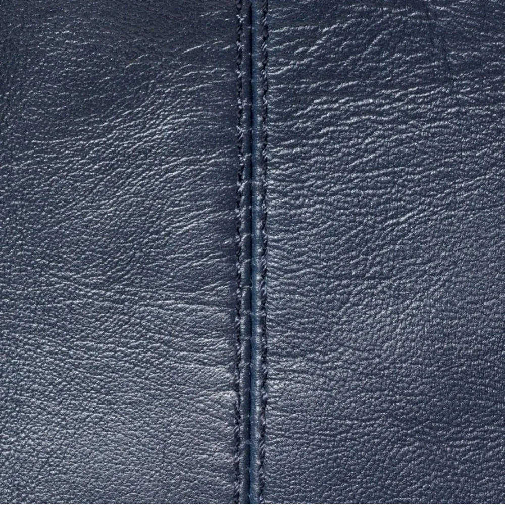 & Other Stories Leather Oversized Drawstring Tote, Navy. - Picture 4 of 12